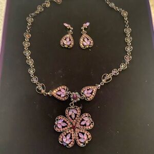Suzanne Somers Purple Floral Necklace